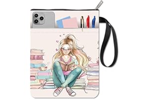 CRASPIRE Funda para Libro con Cremallera Y Bolsillo Adicional Rectangular de Tela Lavable con Estampado de Flores para Libros de Lectura Fundas Protectoras para Libros Bolsas con Cremallera