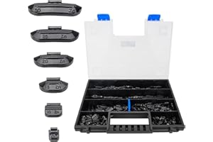 HASKYY Pesi di bilanciamento, pesi di impatto, pesi di centraggio 225 pz. 5-30 g per cerchi in acciaio, incluso organizer in valigetta