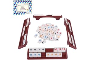 GOTHINK 106 Rummy Tiles Game with 4 Double Tiles Holders/Trays, Travel Size Rummy Cube Set, Classic Mini Rummy Game for Adult Kids and Family, 2-4 Palyers