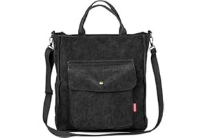 Etercycle Umhängetasche Damen, Groß Cord Tragetasche Lässige Handtasche Einkaufstasche Mode Schultertasche mit Reißverschluss und Tasche, Crossbody Tasche für Alltag, Büro, Schulausflug und Einkauf