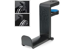 ENHANCE Support Casque Audio de Jeu ou de Musique avec Bras Pivotant à 360 Degrés, Pince de Fixation Format Universel pour Table et Bureau avec Rangement pour Câble Intégré - Noir