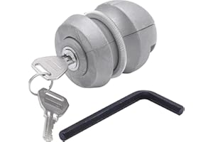 HISports Antivol universel d'attelage de remorque pour caravane, attelage à boule d'attelage, attelage de remorque, sécurité Hitchlock avec 2 clés (argent)