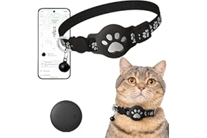 Collier GPS Chat, 2026 Nouveau Traceur GPS Chat Tracker, sans Carte SIM, sans Abonnement Mensuel, Localisation Temps Réel, Imperméable et Durable (Noir)