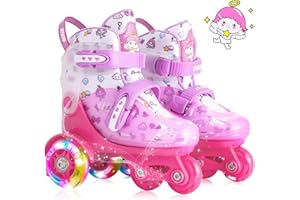 ‎LOCAVUN Rollschuhe Kinder,4 verstellbare Größen,Stabile und Sichere 3-Punkt-Konstruktion,Mädchen-Rollschuhe für Anfänger mit atmungsaktivem Obermaterial,Leicht und Lustig