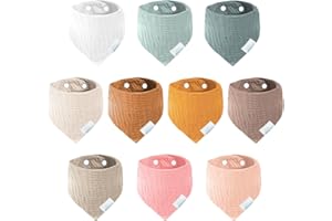 Miyacare Lätzchen Baby Absorbierende Dreieckstuch 10 Stück,Baumwoll Halstuch Baby,Lätzchen für Säugling Kleinkinder,Musselin Halstuch Baby,Weiche Sabberlätzchen für Junge und Mädchen,Unisex