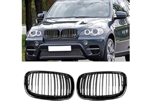 TTCR-II 2PCS Kompatibel mit BMW X5 E70 Nieren Schwarz Kühlergrill X6 E71 Kühlergrill Streifen X5 X6 E70 E71 2007 2008 2009 2010 2011 2012 2013 BMW E70 Nieren Grill Schwarz (E70 E71 2007-2013)