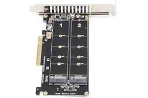 Yoidesu Adapter Card, Dual M.2 NVMe SSD to PCIE X8 M Key Hard Drive Converter, M.2 PCIE Adapter Reader Expansion Card(ph45)