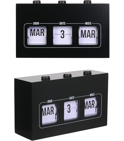 Calendrier Vintage Atmosphera En Métal Noir Et Blanc - 27x15 Cm