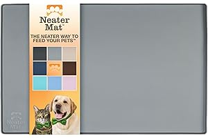 Neater Pet Brands Napfunterlage Hund und Katzen Wasserdicht - Silikon Katzen- und Hundenapf Unterlage - Futtermatte Hund und Katzen Schützt Böden vor Futter und Wasser (48,3 x 30,5 cm, Grau)