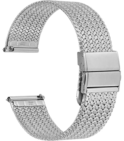 XIAOFEIGUN Bracelet De Montre En Acier Inoxydable En Métal Milanais, Bracelets De Montre à Dégagement Rapide En Métal à Boucle Pliante, Compatibles Avec Smartwatch (Color : Black_12mm