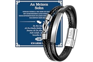 YANSYUN Sohn Armband Geschenke für Männer Herren Armband Lederarmband Mit Gravur Herren Edelstahl Lederarmband Geburtstagsgeschenk Motivationsgeschenk Weihnachten Graduierung Geschenk für Sohn