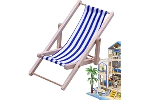 BommFu Miniatur-Strandstuhl | Hölzerner -NI Deko Liegestuhl | Klappbare Liegestuhl-Dekoration | Miniatur Puppenhaus Strandstuhl - Für Garten Mikrolandschaft D-IY Deko