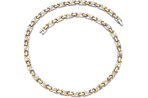 Wollet Collier en titane avec germanium magnétique massif pour la santé pour homme et pour femme 53,3 cm x 6 mm