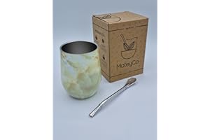 MateyCo Kit de Mate argentino Incluye bombilla,medida 355 ml.- Mate argentino con doble pared de acero inoxidable.- Set Mate de Argentina. (Pastel)