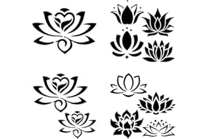 GORGECRAFT 4 Estilos Calcomanía de Flor de Loto Etiqueta Engomada Del Coche de Loto Negro Calcomanías de Flores para Auto Decoración de Motocicleta Calcomanías Autoadhesivas Impermeables