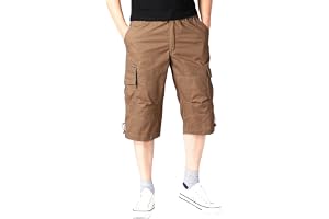 Capri långa elastiska cargoshorts under knä för män 3/4 bomull Casual vandring Cargoshorts med flera fickor