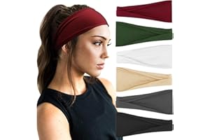 DRESHOW 6 Stück Damen Stirnband Kopfband Haarband Turban Elastische Stirnband Haarschmuck für Mädchen Alltag Yoga Sport Fitness