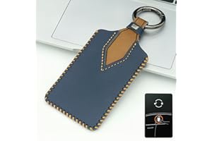 QIULIFAN Key Card Holder for Tesla Model 3 Model Y Genuine Leather Key Holder for Tesla, Blue