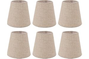 JENNGAOO Lot de 6 Abat-jour E14 en Tissu Lin, Format 3.7x5.5x5.1in pour Lustre, Applique Murale ou Ampoule, Décoration Lumineuse Style Vintage ou Moderne