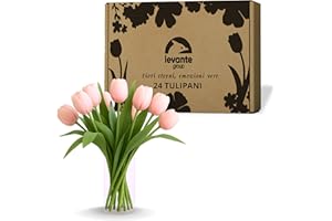 levante group – Tulipani Finti Realistici in Lattice Rosa - Mazzo di Fiori Artificiali Realistici per Decorazioni Casa, Ufficio, Eventi – Tulipani Finti 24 pz