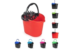 plastific Cubo de plástico Resistente y Duradero con asa de Transporte - Cubo de trapeador eléctrico, Limpieza fácil con trapeador Adecuado para el hogar (14L - Cubo de fregona Drenaje fácil Rojo)