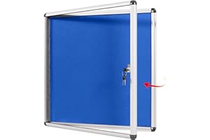S SWANCROWN Swansea - Tablero de anuncios con cerradura a prueba de manipulaciones para hogar, oficina, escuela, fieltro azul, 67 x 72 cm (6 x A4)