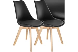 TecTake® Set di 2 Sedie da Cucina, Sedie Sala da Pranzo con Linee Moderne, Seduta Ergonomica, Materiali Resistenti e Confortevoli, Ideali per Ogni Ambiente - Nero