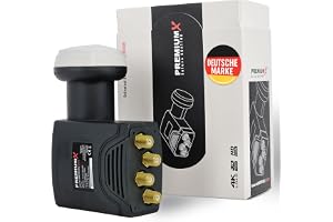 PremiumX Deluxe Quattro LNB för mottagning av digital satellit-TV DVB-S2 för många användare med multiswitch för HD, HD+, FullHD, UHD 4K och 8K
