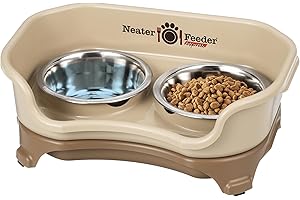 Neater Feeder Express Elevated Dog Bowls – Dog Bowls with Stand - Stainless Steel Food and Water Bowls – Raised Dog Bowl Set for Small Dogs, Cappuccino