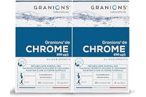 Chrome GRANIONS - 250 µg - Fabriqué en France - Maintien d'une glycémie normale - Coupe Faim - Lot de 2 x 60 comprimés