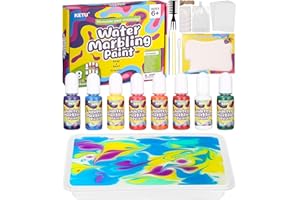 FAOKZE Vernice marmorizzante ad acqua per bambini,Set di Acquarelli,Kit artistico per pittura marmorizzata,Kit di Pittura Marmorizzata Regalo,Regali di festa per ragazze e ragazzi Età 6 7 8 9 10 11 12