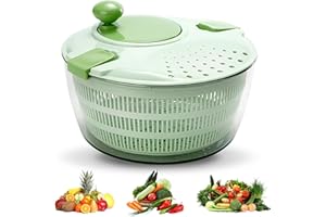 CERULETREE 4L Salad Spinner, 2-in-1 Salad Washer and Spinner, Lettuce Spinner with Vegetable Washing Basket and Serving Bowl, Fast Drying, Household Fruit & Salad Drainer