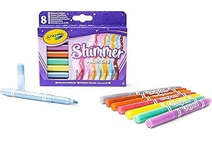 Crayola - Flamastry błyszczące, zestaw 8 lśniących kolorów, dla dzieci od lat 3, do kreatywnych prac plastycznych, 58-8648