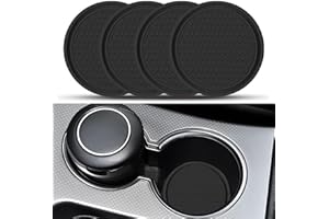 FULETOOYE 4 Pack Car Cup Holder Coasters, Non-Slip Vehicle Cup Mats, Universal Auto Cup Holder Insert Coaster for Men Women, Vehicle Interior Accessories Universal for Most Cars Trucks (Black)