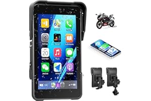 CAMECHO Motorrad Carplay Navi Bildschirm mit Drahtlosem Carplay Android Auto IP68 Wasserdichter Navigationsgeräte, 5 Zoll Touchscreen Bluetooth Display für Motorräder 12V