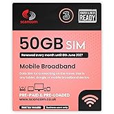 Three 50GB Data SIM - 5G Preloaded Data EVERY MONTH from now until 8th June 2027 - Perfect For Wifi Routers, Tablets & Phones