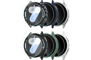 Sinoacc 6+6-pack skärmskyddsfodral för Galaxy Watch 7 44 mm, HD anti-dimma repbeständigt 9H härdat glas, hårt PC vattentätt s