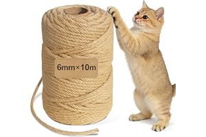 Sisalrep för klätterträd, 6 mm x 10 m sisalrep, för kattklätterträd, DIY-hantverk, heminredning (10m)