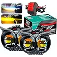 ELTRON TURBO 1 Years Warranty Owl Shape Imported Fog Led Light 12V-24V 110W Dc, Heavy Aluminium Material Yellow And White Beam Off-Roading For All Motorcycle, Scooty, Car (Pack Of 2 With Switch)