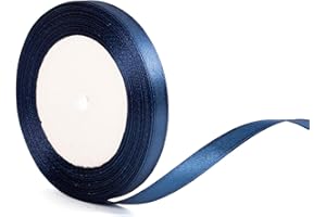 YAAVAAW 22m x 10mm Thin Navy Blue Ribbon Dark Blue Satin Ribbon, 2/5 inch Slim Navy Ribbon for Gift Wrapping Wedding Christmas Birthday Present Cake Hair Bow Florist Bouquet Crafts Decorations