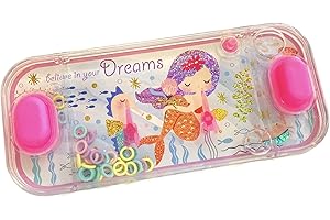BLUECHOLON Mini jeux d'eau - Jeux d'eau à anneaux pour filles et garçons - Jeu d'habileté de voyage - Aquaplay. Water Geme. Aqua Play (Sirènes 2 boutons roses)