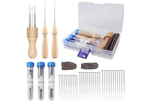 Redamancy Nadelfilz Set, mit 36 Filznadeln (3 Größen), Starter Filznadeln Set zum Trockenfilzen, Filznadelgriff aus Holz, Wollfilzen, Basteln, ideal für Anfänger oder Profis