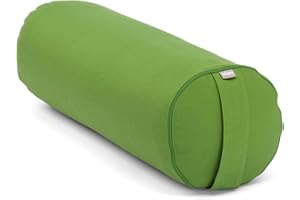 Bodhi | Yoga Bolster ECO | 100% cotone biologico | Rullo yoga con riempimento biologico di farro | Lavabile | Cuscino rotondo per esercizi di yoga restorativi, grande 65 x 20 cm