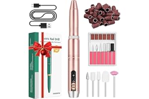 ‎WEIYI WEIYI Nagelfräser,Elektrischer Nagelfräser mit 11 Aufsätzen und 26 Schleifbändern,Wiederaufladbarer Fräser für Gelnägel,Elektrische Nagelfeile für professionelle Maniküre und Pediküre（Farbe）