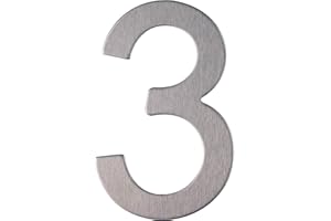 EXTIFF Número y letra de la calle, número de la puerta o número de la casa, de acero inoxidable Plata brillante, con soporte adhesivo, de 76 mm de altura (3)