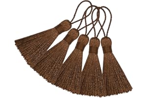 HETUYON Handmade Bookmark Tassel DIY Craft: 20pcs Mini Silky Chinese Knot Pendant with Cord Loop for Jewelry Earrings, Garland, Graduation, Party, Keyring and Small Home Hanging Decoration (Light Coffee)