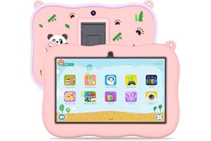 PRITOM 7-Zoll-Kinder-Tablets, Kleinkind-Tablet für Kinder mit WiFi, 32GB ROM, 512GB Expand, Bluetooth, Kindersicherung, vorinstallierte APPs, Lernen, pädagogische Kinder-Tablet mit Fall, rosa