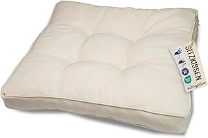 sunnypillow Coussin de Jardin pour Chaise Fauteuil Rotin - Galette de Chaise Anti UV - Extérieur Impermeable – Coussin de Sol idéal pour Balcon, Terrasse - 70 x 70 x 10 cm - Ecru