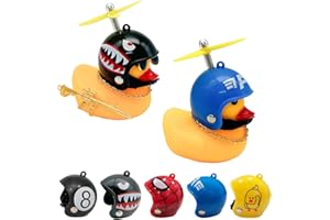 XERTEAM 2 Set Rubber Duck Bike Bell Set, Cute Yellow Duck Bike Accessories with 2 LED Light Duck + 5 Helmet Accessories, Rubber Duck Decorations Bikes for Scooter Bike Motorcycle Car Bike Decor