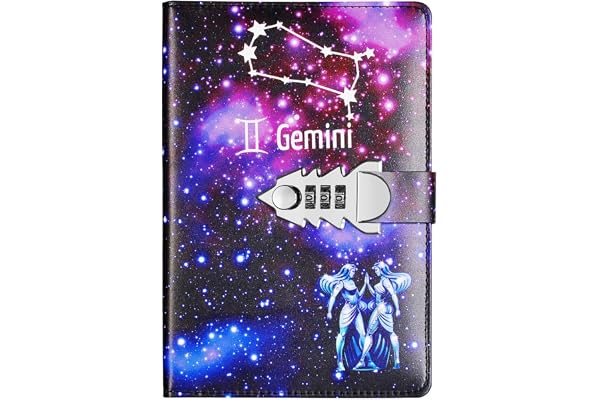 NectaRoy Carnet de Notes avec Serrure à combinaison - Constellation Journal Intime avec Cadenas - Cahier Journal Bloc-notes Secret en PU Cuir Pour Bureau - Journal intime fille, Taille 215x150mm